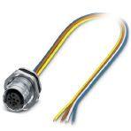 Phoenix Contact 1108128 Flush-type connector, Universal, 4-position, Plug, straight, M12-Push-Pull, A-coded, Rear mounting, M16 x 1.5, Individual wires, cable length: 0.5 m, 0.34 mm², TPE litz wire