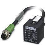 Phoenix Contact 1434895 Sensor/actuator cable, 3-position, PUR halogen-free, black-gray RAL 7021, Plug straight M12 SPEEDCON, coding: A, on Valve connector A, with 1 LED, connected with Z diode, cable length: 0.6 m
