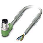 Phoenix Contact 1457335 Sensor/actuator cable, 5-position, PUR halogen-free, resistant to welding sparks, highly flexible, gray RAL 7001, Plug angled M12, coding: A, on free cable end, cable length: 3 m, for robots and drag chains