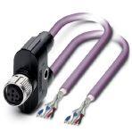Phoenix Contact 1436149 Bus system cable, CANopen®, DeviceNet™, 5-position, PUR halogen-free, violet RAL 4001, shielded, Socket straight M12 SPEEDCON, coding: A, on free cable end and free cable end, cable length: 10 m, Connector unshielded, Shield connected to pin 1