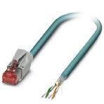 Phoenix Contact 1405633 Assembled Ethernet cable, CAT5e, shielded, 2-pair, AWG 26 stranded (7-wire), RAL 5021 (water blue), RJ45 plug/IP20 on free conductor end, line, length 1 m
