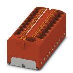 Phoenix Contact 3273904 Distribution block, nom. voltage: 450 V, nominal current: 32 A, connection method: Push-in connection, Push-in connection, number of connections: 19, cross section: 0.2 mm² - 6 mm², AWG: 24 - 10, width: 64.8 mm, height: 21.7 mm, color: red, mounting type: