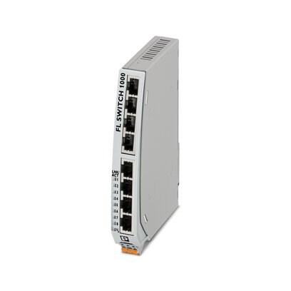 Phoenix Contact 1085165 Narrow Ethernet switch, wide temperature range, eight RJ45 ports with 10/100 Mbps on all ports, automatic data transmission speed detection, autocrossing function, and QoS