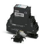 Phoenix Contact 2800788 Surge protection, consisting of protective plug and base element, with integrated multi-stage status indicator on the module for two signal wires with common reference potential. Indirect grounding via gas-filled surge arrester.
