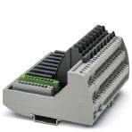 Phoenix Contact 2907186 VIP base module with input/output accessories (IOA) provide universal channel configuration. This module has markings for channels 1-8 and includes conformal coating of the printed circuit board assembly.