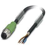 Phoenix Contact 1682647 Sensor/actuator cable, 4-position, PUR halogen-free, black-gray RAL 7021, shielded, Plug straight M12, coding: A, on free cable end, cable length: 5 m