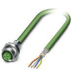 Phoenix Contact 1416263 Assembled PROFINET cable, CAT5e, shielded, star quad, AWG 22 stranded (19-wire), RAL 6018 (yellow green), free cable end to M12 flush-type socket, rear/screw mounting with M16 thread, line, length: 2 m