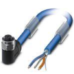 Phoenix Contact 1419090 Bus system cable, PROFIBUS PA (31.25 kbps), 3-position, PVC, blue RAL 5015, shielded, free cable end, on Socket angled M12, coding: A, cable length: 15 m, For Ex area with high-grade steel knurl