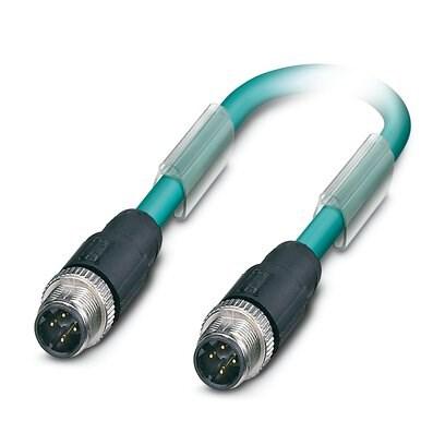 Phoenix Contact 1404302 Assembled Ethernet cable, CAT5e, shielded, 2-pair, 26 AWG stranded (7-wire), RAL 5021 (water blue), M12 plug to M12 plug, line, length 3 m