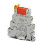 Phoenix Contact 2909513 PLC-INTERFACE, consisting of DIN-rail-mountable basic terminal block in 14 mm with Push-in connection and plug-in relay with power contact, 2 changeover contacts, 12 V DC input voltage. Approved according to ATEX/IECEx (Zone 2) and Ex Zone Class I, Div. 2