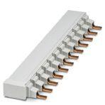 Phoenix Contact 2907991 Bus bar for TMC 81... circuit breakers (single phase). 17.8 mm pitch, up to 57 positions. Rated for 80 A (end feed) 1000 V AC/DC. UL 508 Listed for connection of UL 489 rated circuit breakers.