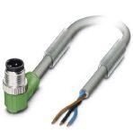 Phoenix Contact 1456899 Sensor/actuator cable, 3-position, PUR halogen-free, resistant to welding sparks, highly flexible, gray RAL 7001, Plug angled M12, coding: A, on free cable end, cable length: 1.5 m, for robots and drag chains