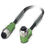 Phoenix Contact 1668409 Sensor/actuator cable, 3-position, PUR halogen-free, black-gray RAL 7021, Plug straight M12, coding: A, on Socket angled M12, coding: A, PIN 2+4 bridged, cable length: 0.6 m