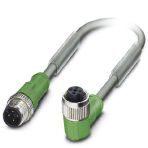 Phoenix Contact 1567225 Sensor/actuator cable, 4-position, PUR halogen-free, resistant to welding sparks, highly flexible, gray RAL 7001, Plug straight M12, coding: A, on Socket angled M12, coding: A, cable length: 0.6 m, for robots and drag chains
