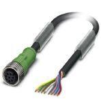 Phoenix Contact 1522600 Sensor/actuator cable, 8-position, PUR halogen-free, black-gray RAL 7021, free cable end, on Socket straight M12, coding: A, cable length: 3 m