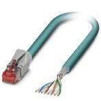Phoenix Contact 1407699 Assembled Ethernet cable, shielded, 4-pair, AWG 26 stranded (7-wire), RAL 5021 (sea blue), RJ45 connector/IP20 to free cable end, line, length 5 m