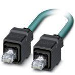 Phoenix Contact 1413612 Assembled Ethernet cable, shielded, 4-pair, AWG 26 suitable for use with drag chain (19-wire), RAL 5021 (sea blue), RJ45 connector/IP67 push/pull plastic housing on RJ 45 connector/IP67 push/pull plastic housing, line, length 10 m