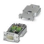 Phoenix Contact 2744377 D-SUB connector, 9-pos., male connector, axial version with two cable entries, bus system: PROFIBUS DP up to 12 Mbps, termination resistor can be switched on via slide switch, pin assignment: 3, 5, 6, 8; spring-cage connection terminal blocks