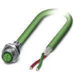 Phoenix Contact 1402849 Bus system flush-type plug, PROFIBUS, 2-pos., M12, shielded, green outer sheath, B-coded, rear/screw mounting with M16 thread, with 2 m bus cable, 2 x 0.25 mm²