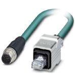 Phoenix Contact 1413560 Network cable, Ethernet CAT5 (1 Gbps), 8-position, PUR, Plug straight M12 / IP67, coding: A, on Plug straight RJ45 Push Pull / IP67, cable length: 2 m