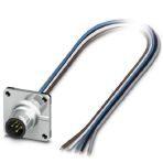 Phoenix Contact 1440999 Sensor/actuator flush-type plug, 5-pos., M12, B-coded, front/square flange mounting, with 0.5 m TPE litz wire, 5 x 0.34 mm²
