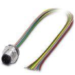 Phoenix Contact 1523492 Sensor/Actuator flush-type plug, 8-pos., M12-SPEEDCON, A-coded, front/screw mounting with M16 thread, with 0.5 m TPE litz wire, 8 x 0.25 mm²