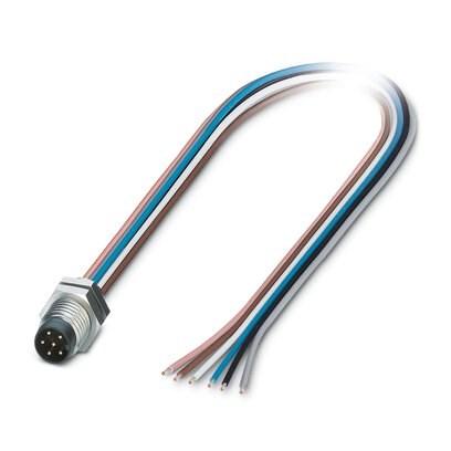 Phoenix Contact 1426207 Sensor/actuator flush-type plug, 6-pos., M8, rear/screw mounting, with M8 thread, with 0.5 m TPE litz wire, 6 x 0.14 mmÂ²