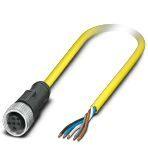 Phoenix Contact 1406169 Sensor/actuator cable, 5-position, PVC, yellow, free cable end, on Socket straight M12, coding: A, cable length: 2 m