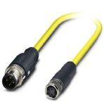 Phoenix Contact 1405994 Sensor/actuator cable, 4-position, PVC, yellow, shielded, Plug straight M12, coding: A, on Socket straight M8, cable length: 0.5 m