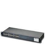 Phoenix Contact 2891057 Ethernet switch, 24 Ethernet ports on the front in RJ45 format, automatic detection of 10, 100 or 1000 Mbps data transmission rate, coupling of network segments with different transmission speeds, auto crossing function, installs in 19-in. (482 mm) rack