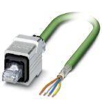Phoenix Contact 1416162 Assembled PROFINET cable, CAT5e, shielded, star quad, AWG 22 stranded (7-wire), RAL 6018 (yellow-green), free conductor end on RJ45 plug/IP67 push-pull metal housing, line, length: 5 m