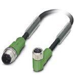 Phoenix Contact 1668849 Sensor/actuator cable, 3-position, PUR halogen-free, black-gray RAL 7021, Plug straight M12, coding: A, on Socket angled M8, cable length: 0.6 m