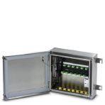 Phoenix Contact 2316433 Stainless steel field junction box with 16 ports for use in hazardous locations. Includes 12-spur block device coupler (FB-12SP) for Foundation Fieldbus or PROFIBUS PA, trunk cable (+, -, S) is connected to a Plugtrab surge base (PT 4+F-BE).