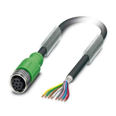 Phoenix Contact 1401236 Sensor/actuator cable, 8-position, PUR halogen-free, black-gray RAL 7021, shielded, free cable end, on Socket straight M12, coding: A, cable length: 20 m