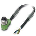 Phoenix Contact 1669864 Sensor/actuator cable, 5-position, PUR halogen-free, black-gray RAL 7021, free cable end, on Socket angled M12, coding: A, cable length: 3 m