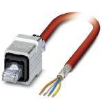 Phoenix Contact 1419174 Sercos III cable, shielded, star quad, AWG 22 stranded (7-wire), RAL 3020 (traffic red), RJ45 connector/IP67 push-pull, metal on free conductor end, length: 5 m