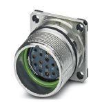 Phoenix Contact 1624015 Device connector, front mounting, CA, straight, shielded: yes, for standard and SPEEDCON interlock, M23, No. of pos.: 16+2+PE, type of contact: Socket, Crimp connection, Flat gasket, 4x Ø 3.2, flange dimensions: 25 mm x 25 mm, coding:N