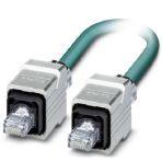 Phoenix Contact 1413492 Assembled Ethernet cable, shielded, 4-pair, AWG 26 flexible cable conduit capable (19-wire), RAL 5021 (sea blue), RJ45 connector/IP67 push/pull metal housing to RJ45 connector/IP67 push/pull metal housing, line, length 10 m