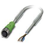 Phoenix Contact 1456941 Sensor/actuator cable, 4-position, PUR halogen-free, resistant to welding sparks, highly flexible, gray RAL 7001, free cable end, on Socket straight M12, coding: A, cable length: 3 m, for robots and drag chains