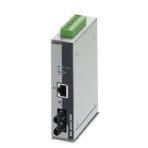 Phoenix Contact 2891316 FO converter with ST fiber optic connection (1300 nm), for converting 100Base-TX to multi-mode fiberglass. Auto MDI(X) function and comprehensive link diagnostics. DIN rail mountable with wide operating temperature range.