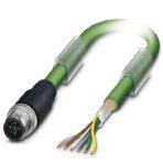Phoenix Contact 1507065 Bus system cable, INTERBUS (16 Mbps), 5-position, PUR halogen-free, may green RAL 6017, shielded, Plug straight M12, coding: B, on free cable end, cable length: 2 m