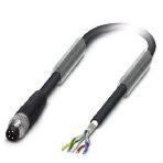 Phoenix Contact 1543252 Bus system cable, INTERBUS, 4-position, PUR halogen-free, black RAL 9005, shielded, Plug straight M8, on free cable end, cable length: 5 m
