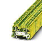 Phoenix Contact 3031513 Spring cage ground terminal block, connection method: Spring-cage connection, number of connections: 2, cross section: 0.08 mm² - 1.5 mm², AWG: 28 - 16, width: 4.2 mm, color: green-yellow, mounting type: NS 35/7,5, NS 35/15