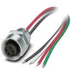 Phoenix Contact 1420954 Flush-type connector, 4-position, Socket, straight, 7/8"-16UNF, on free cable end, Front mounting, with 1/2 inch-14 NPT mounting thread, Individual wires, cable length: 1 m, 1.50 mm², PVC litz wire