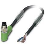 Phoenix Contact 1522354 Sensor/actuator cable, 6-position, PUR halogen-free, black-gray RAL 7021, shielded, Plug angled M8, on free cable end, cable length: 3 m