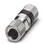 Phoenix Contact 1506781 Connector, Universal, 4-position, Socket straight M8, Coding: A, Piercecon® fast connection, knurl material: Nickel-plated brass, external cable diameter 3 mm ... 5 mm