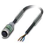 Phoenix Contact 1508459 Sensor/actuator cable, 3-position, PVC, black RAL 9005, free cable end, on Socket straight M12, coding: A, with 2 LEDs, cable length: 5 m