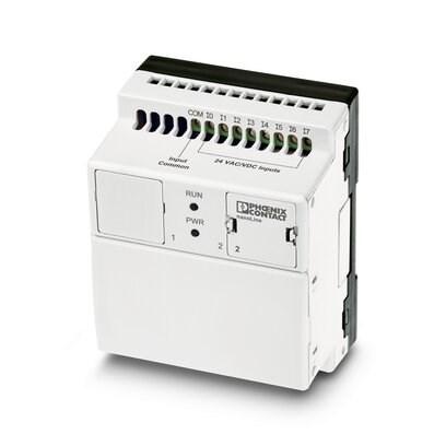Phoenix Contact 2700486 12Â VÂ DC Nanoline base unit. Equipped with 8 digital inputs, 2 analog (0...10Â V) inputs and 4 relay output channels. Additional I/O channels can be added using a maximum of three I/O extension modules. Optional communication modules provide network or s