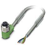 Phoenix Contact 1457209 Sensor/actuator cable, 5-position, PUR halogen-free, resistant to welding sparks, highly flexible, gray RAL 7001, free cable end, on Socket angled M12, coding: A, cable length: 10 m, for robots and drag chains