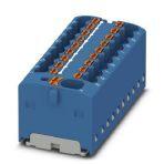 Phoenix Contact 1047419 Distribution block, Basic terminal block with supply, nominal current: 41 A, connection method: Push-in connection, Push-in connection, number of connections: 19, cross section: 0.2 mm² - 6 mm², AWG: 24 - 10, width: 43.9 mm, height: 17.7 mm, color: blue, 